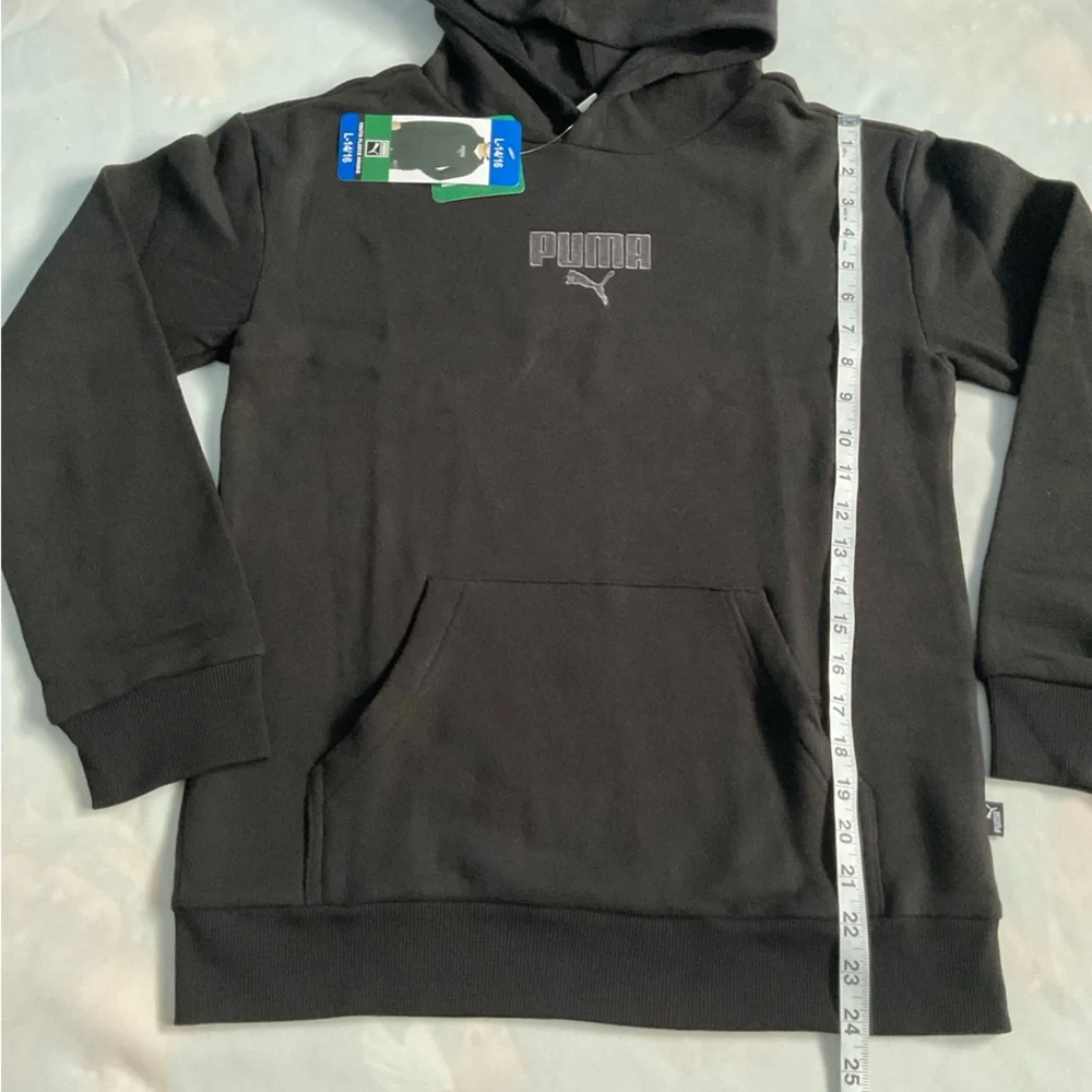 Puma youth‎ boys Logo fleece Lined Long sleeve Hoodie sweatshirt black size L